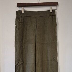 Zara Linen Wide-leg Olive Pant XS Minimalist Clean Girl Boho Quiet Luxury Scandi
